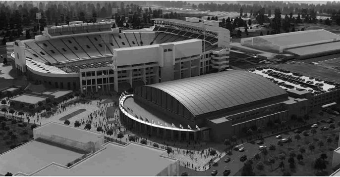 Aerial View Of A Stadium With A Large Dome - Oxford, MS - Precision Engineering Corporation