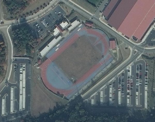 Aerial View Of A Track And Field Stadium - Oxford, MS - Precision Engineering Corporation