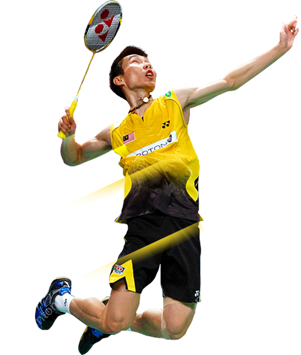A man is jumping in the air while holding a badminton racket.