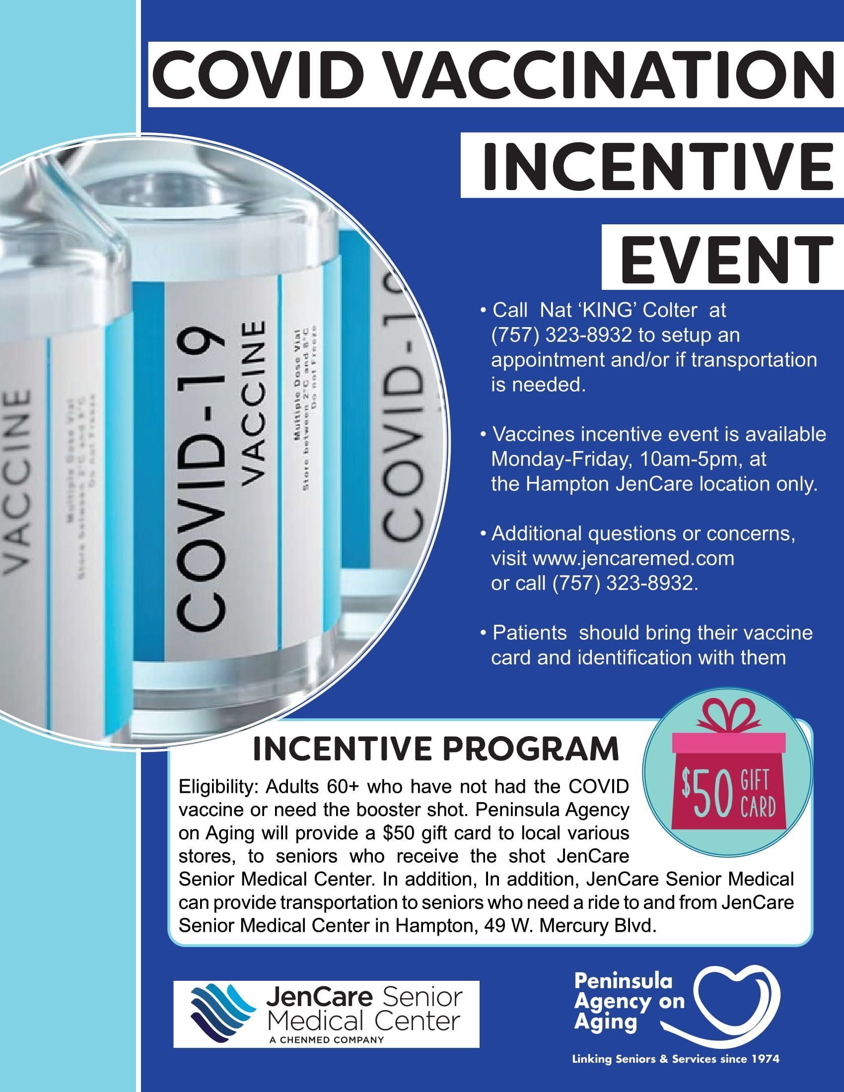 COVID Vaccination Incentive Event — Hampton, VA — Peninsula Center for Independent Living