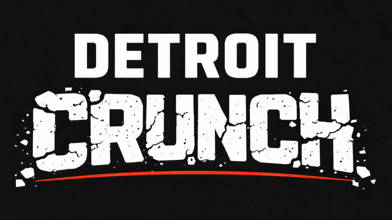 Detroit Crunch logo with white text on a black background; 