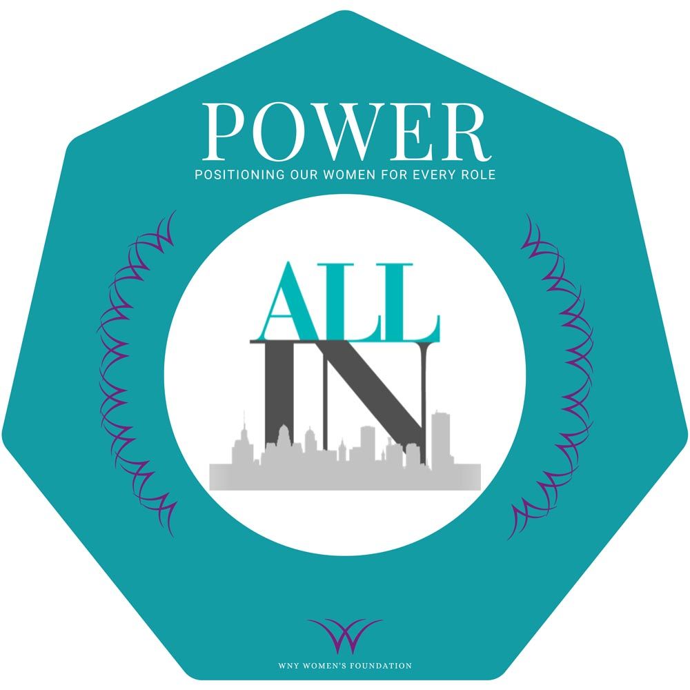 A logo for power all in positioning our women for every role