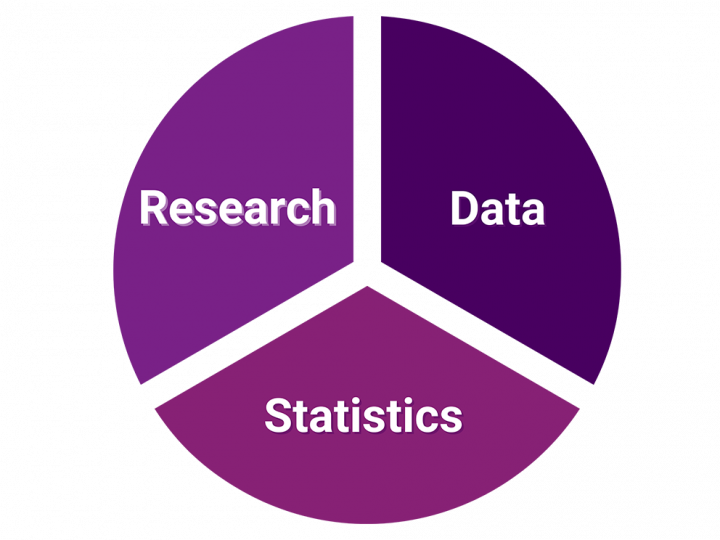 A pie chart showing research data and statistics