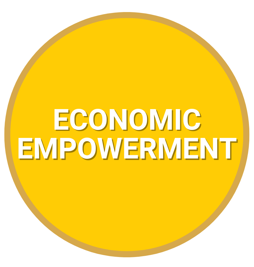 A yellow circle with the words economic empowerment on it