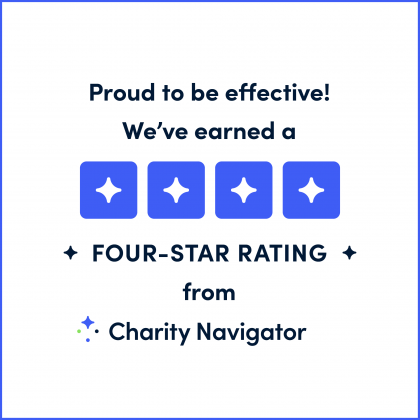 Proud to be effective ! we 've earned a four-star rating from charity navigator.