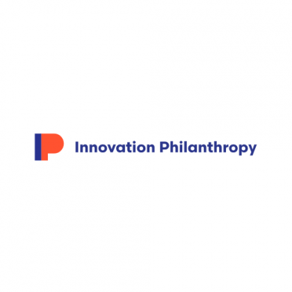 The logo for innovation philanthropy is a blue and red logo on a white background.
