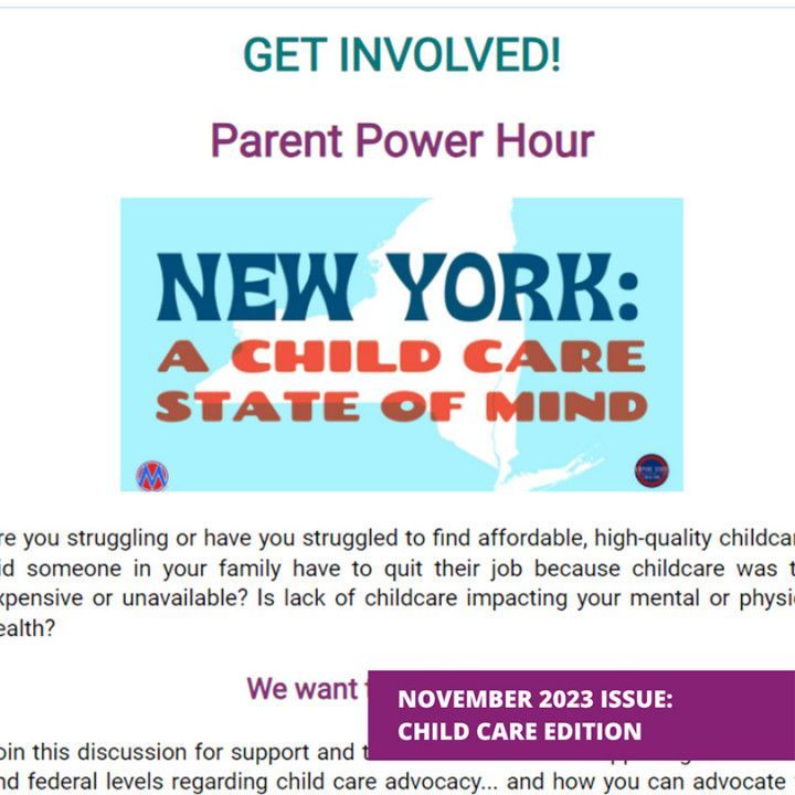 An advertisement for the parent power hour in new york