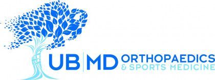 The logo for ub md orthopaedics and sports medicine shows a tree made of leaves.