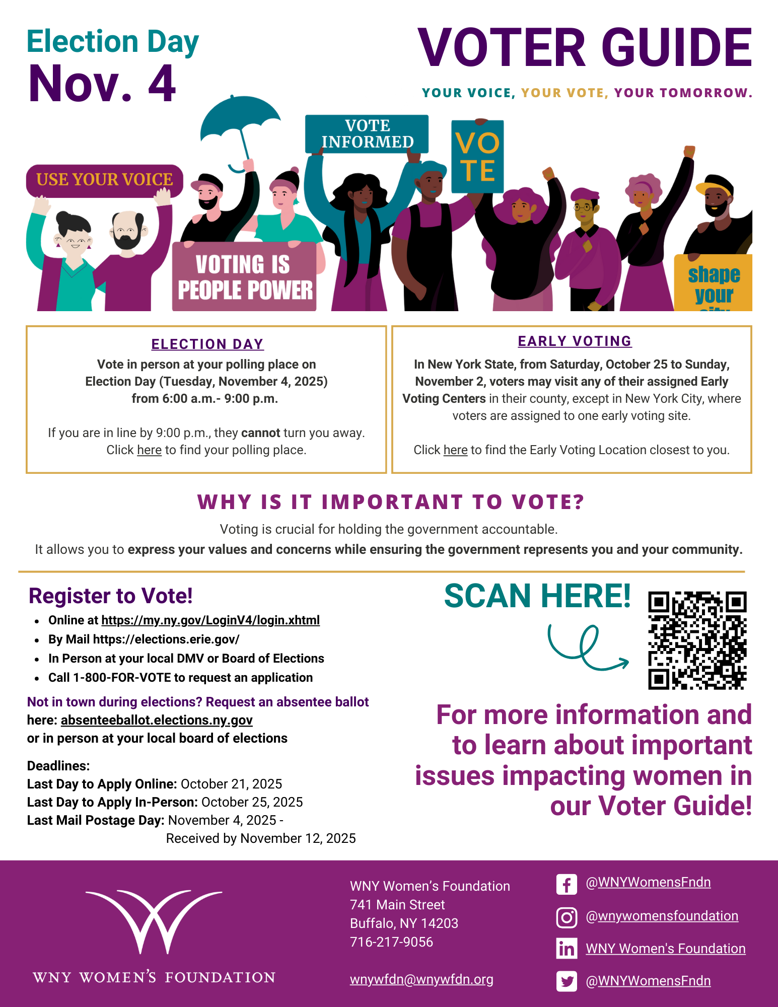 A poster for the 2025 voter education guide.