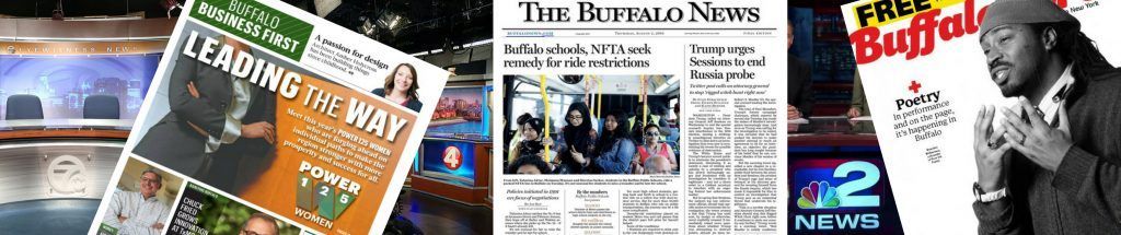 A collage of newspapers including the buffalo news
