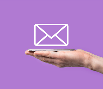 A line drawing of an envelope with an arrow pointing to it.