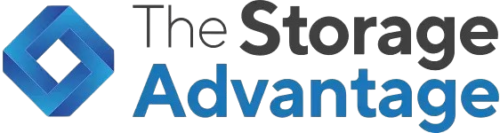 Logo for The Storage Advantage: a blue geometric shape.