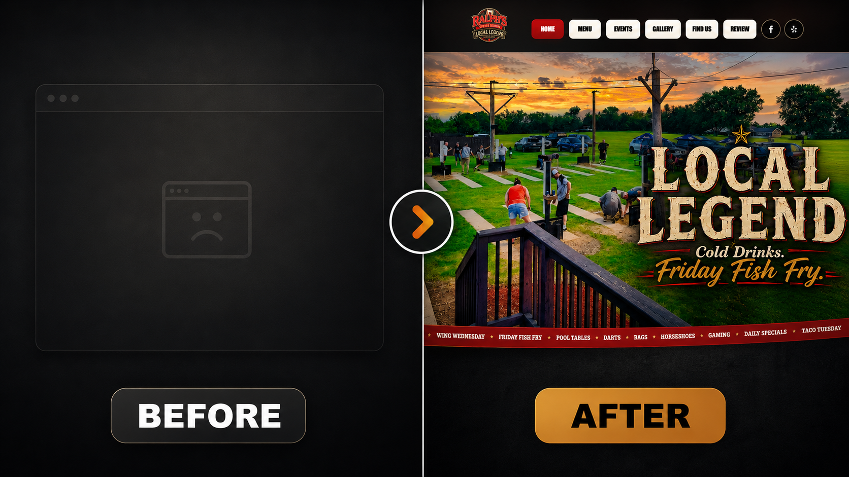 Ralph’s Ace of Hearts website before and after transformation
