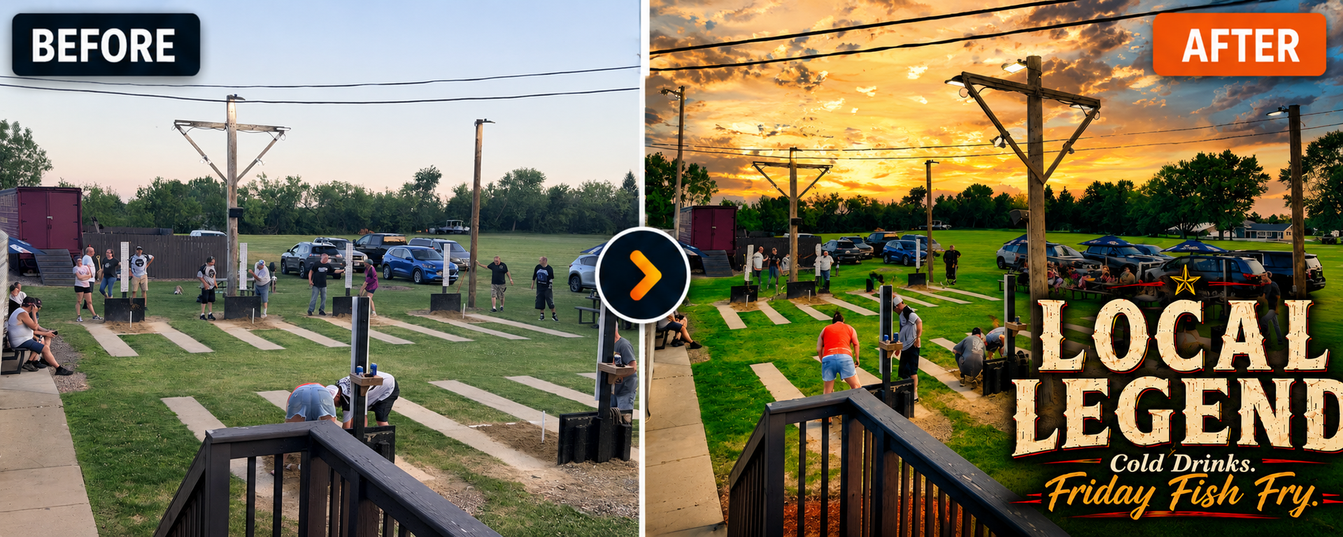 Ralph's horseshoes event promo before and after transformation
