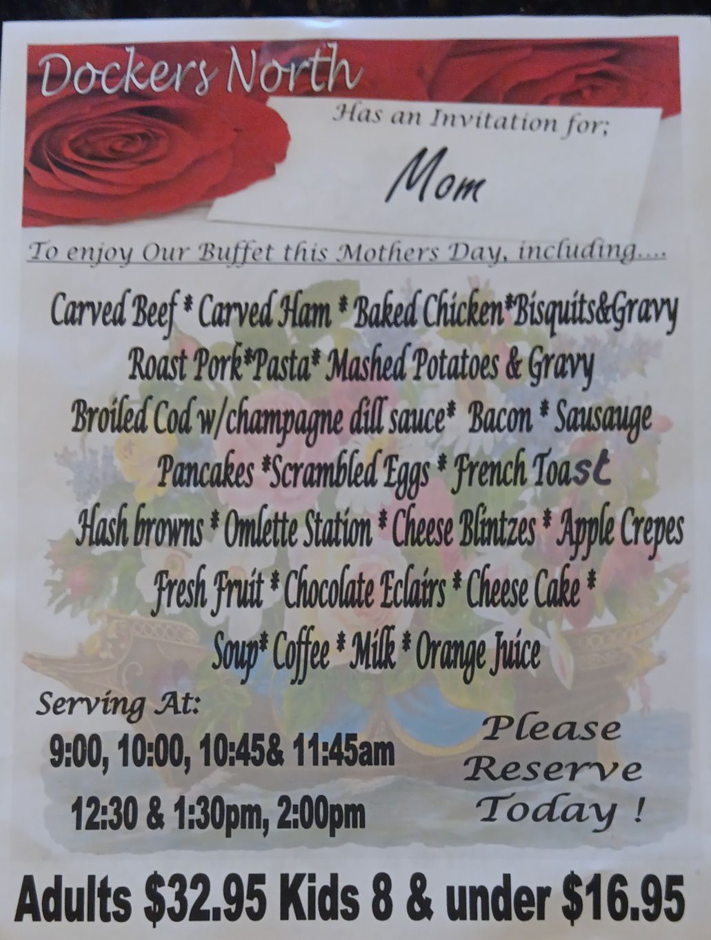 Mother's Day brunch flyer before cleanup