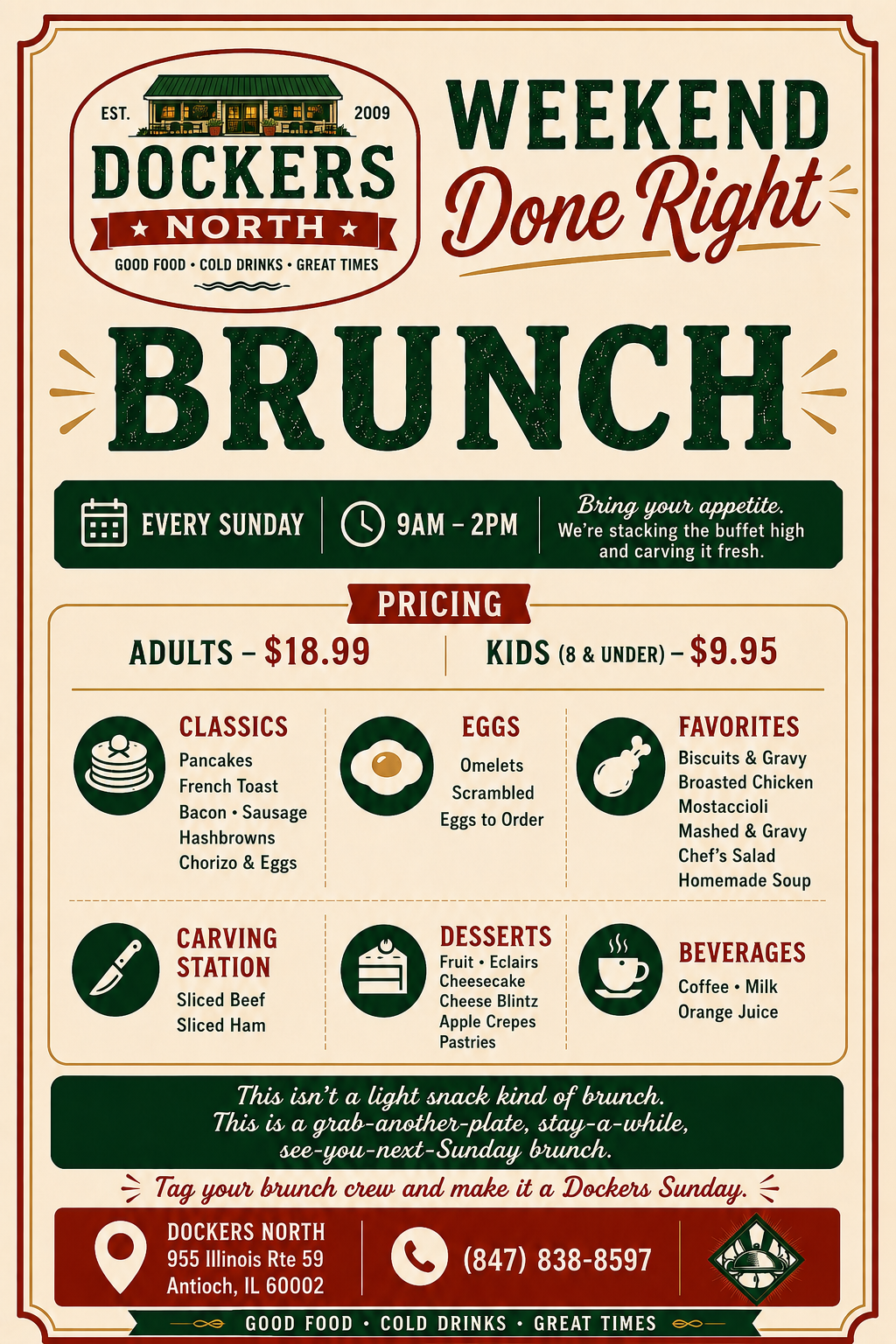 Dockers North brunch flyer design