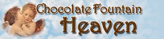 A picture of an angel with the words chocolate fountain heaven
