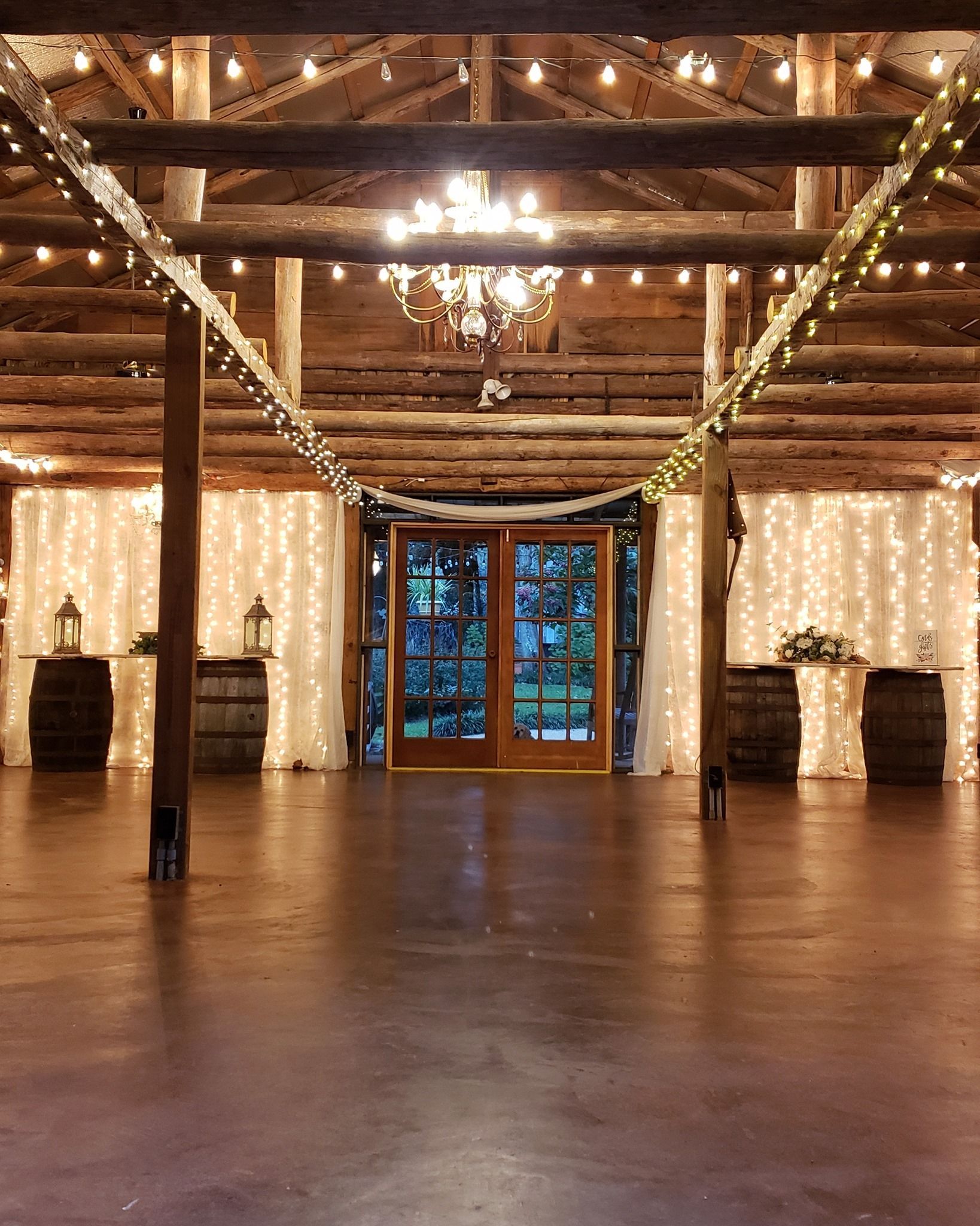 lights and chandeliers in wedding venue