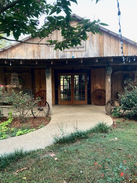 outdoor wedding venue with fireplace