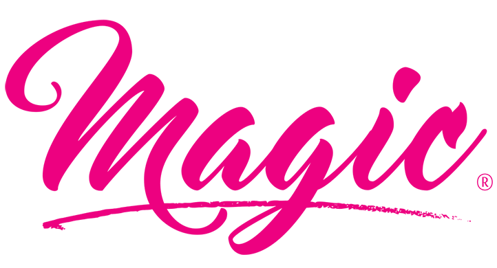 The word magic is written in pink on a white background.