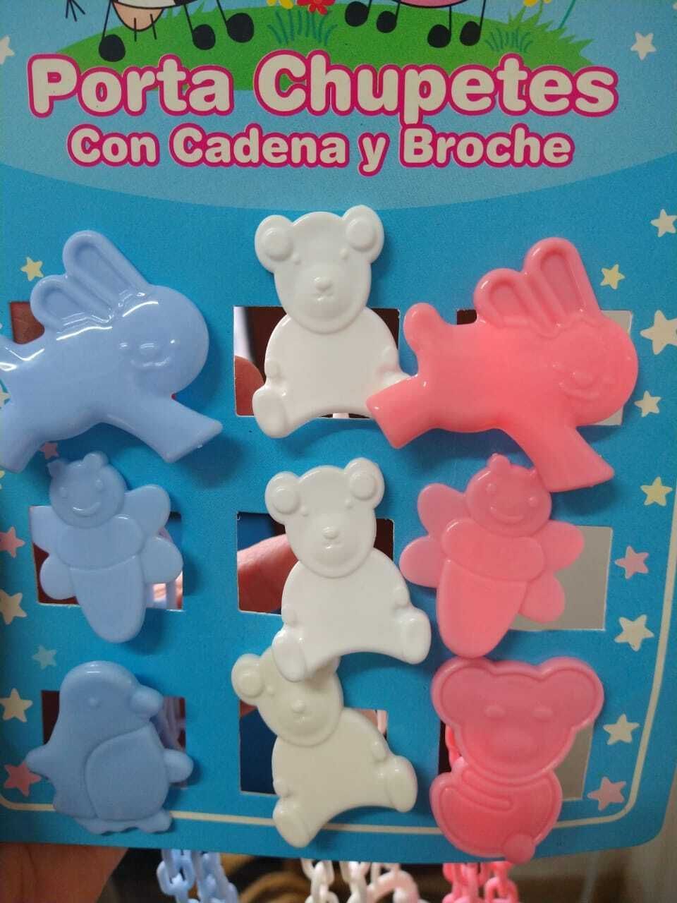 Cadena pota chupete gruesa con broche de animalito.