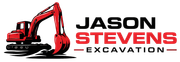 A red excavator logo with the text "JASON STEVENS EXCAVATION" in black and red.