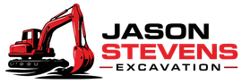 A red excavator logo with the text "JASON STEVENS EXCAVATION" in black and red.
