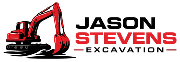 A red excavator logo with the text "JASON STEVENS EXCAVATION" in black and red.