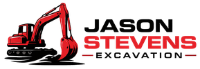 A red excavator logo with the text "JASON STEVENS EXCAVATION" in black and red.