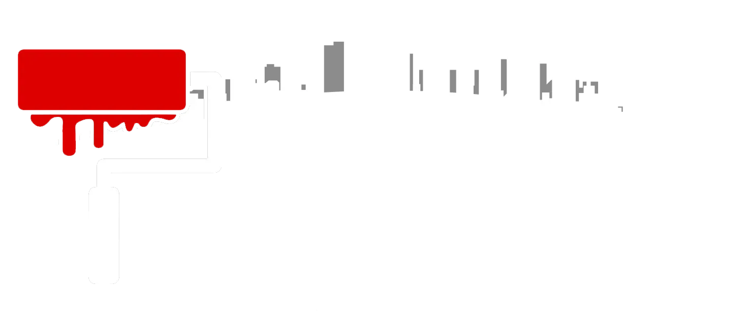 Red rectangle with dripping effect and gray text on white background.