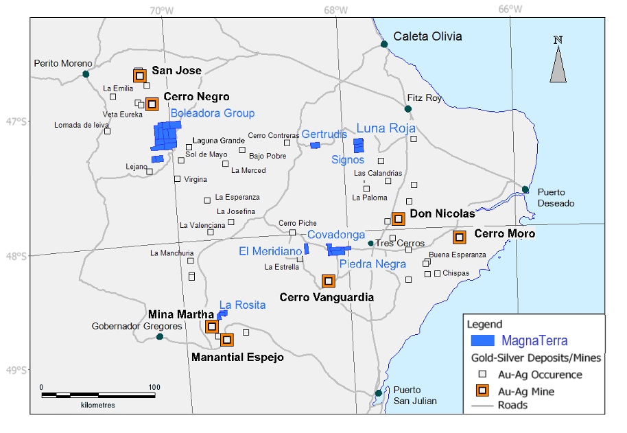 Deseado Massif, Magnaterra Minerals Property Map.