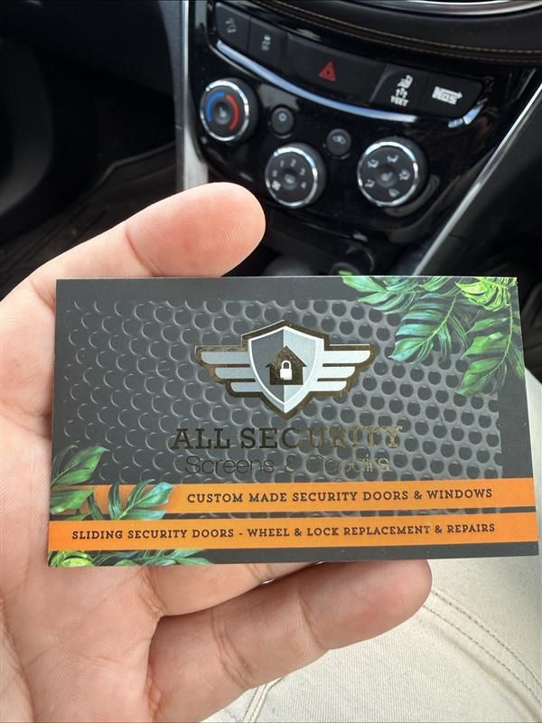 Person Holding a Business Card — All Security Screens & Repairs In Bungalow, QLD