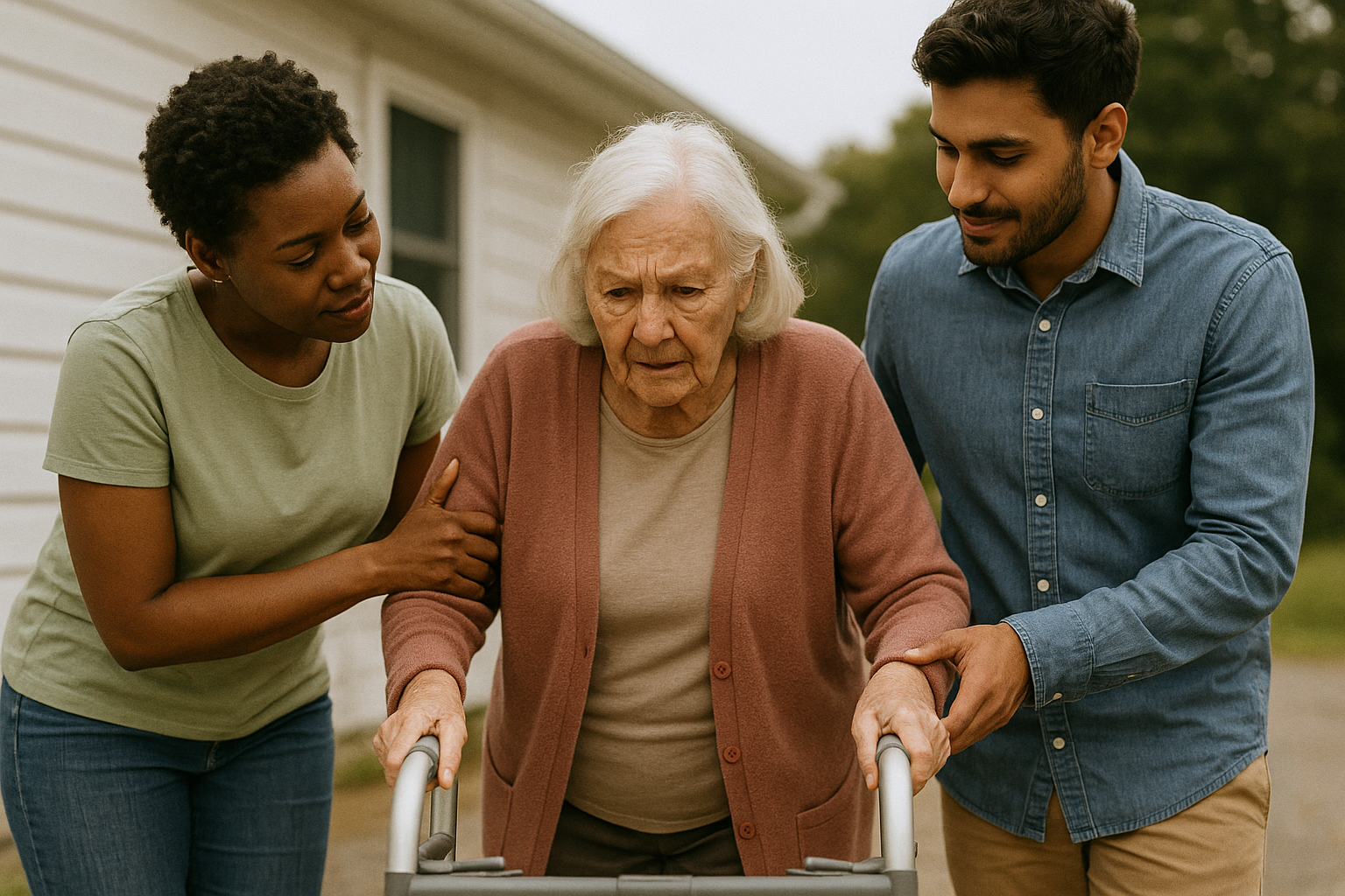 A man with a beard is sitting in front of a wall with tools on it.