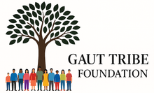 The logo for the gaut tribe foundation shows a group of people standing under a tree.