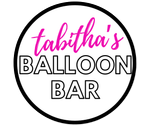 a sign that says tabitha 's balloon bar on a white background