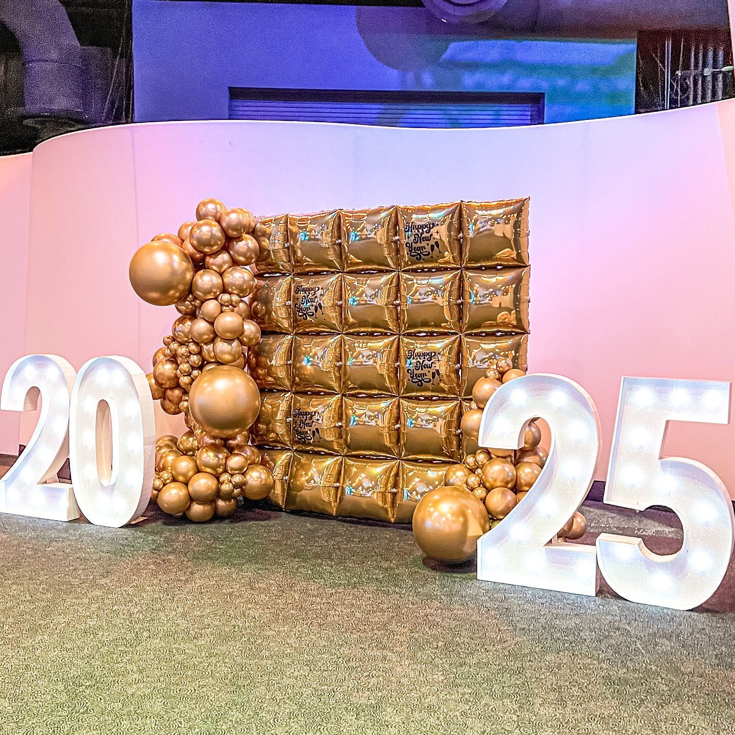 Gold balloon display with