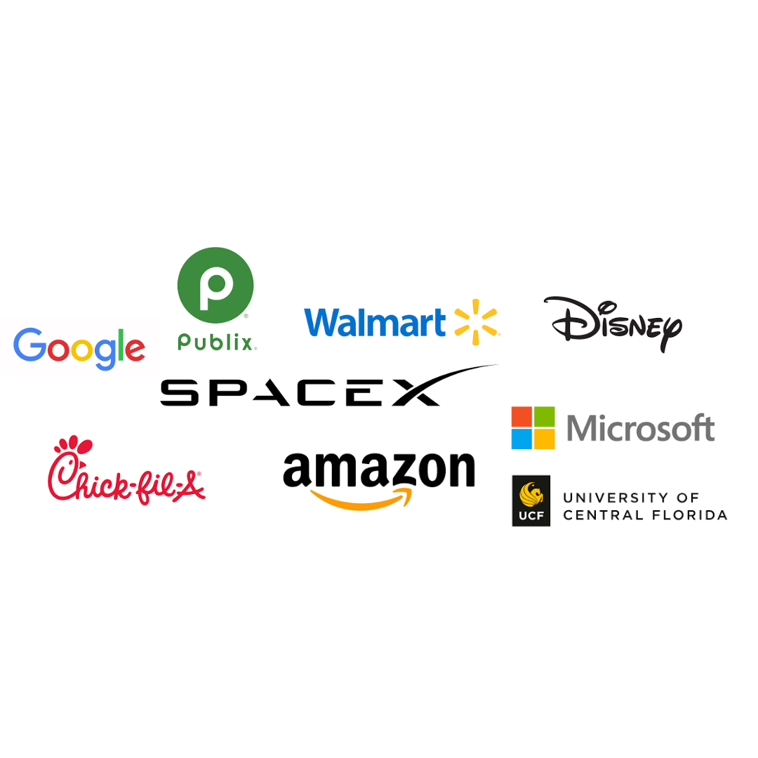 A bunch of logos on a white background