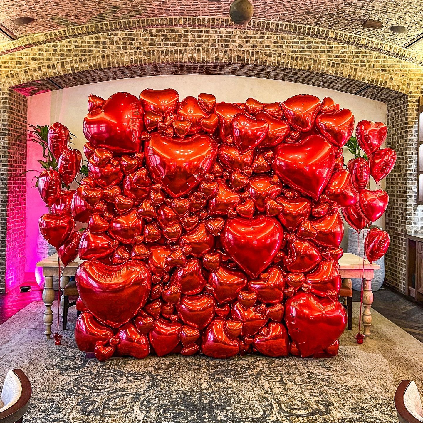 large red valentines day balloon decor wall