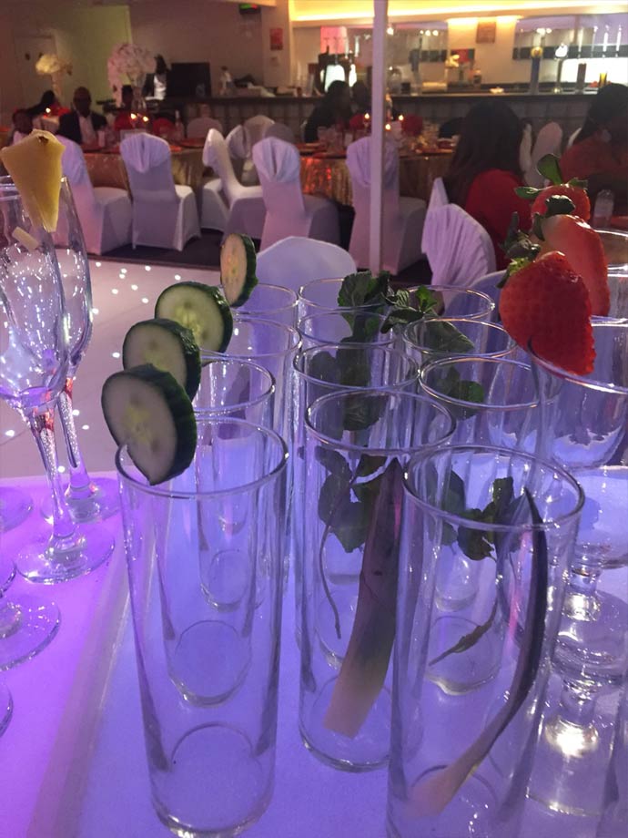 table of champagne glasses