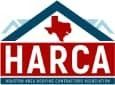 HARCA logo with a red box containing the acronym, a Texas outline, and a blue roof shape.