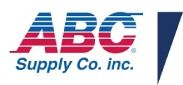 ABC Supply Co. inc. logo: blue, red, white text with a dark blue shape.