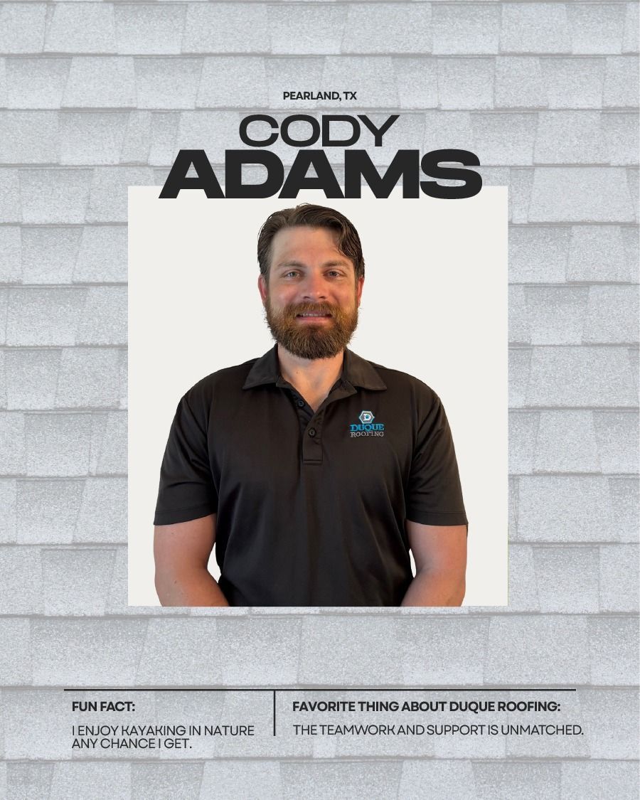 Cody Adams in black shirt, smiling. Text reads: 