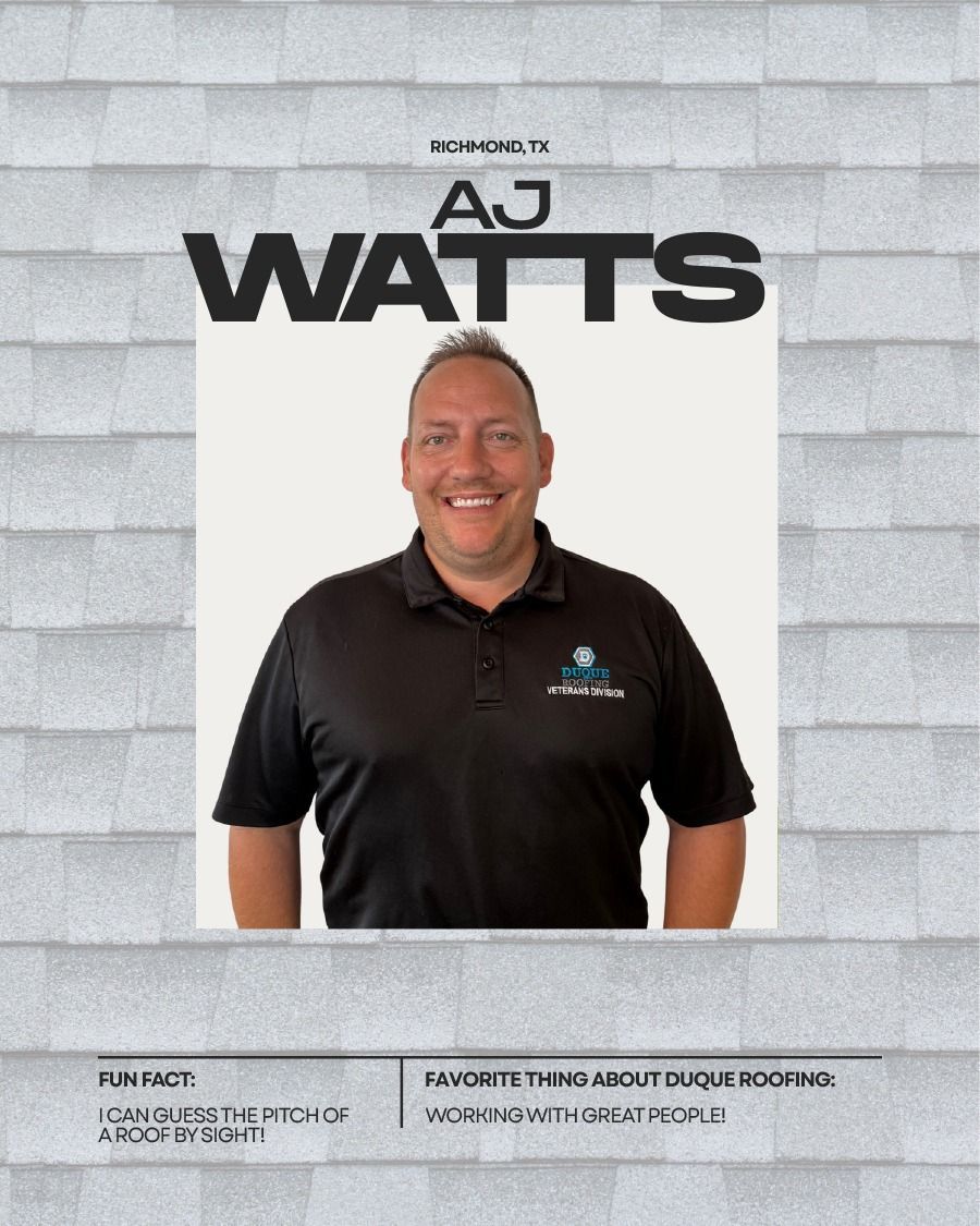 Smiling man, AJ Watts, in black shirt. Text: 