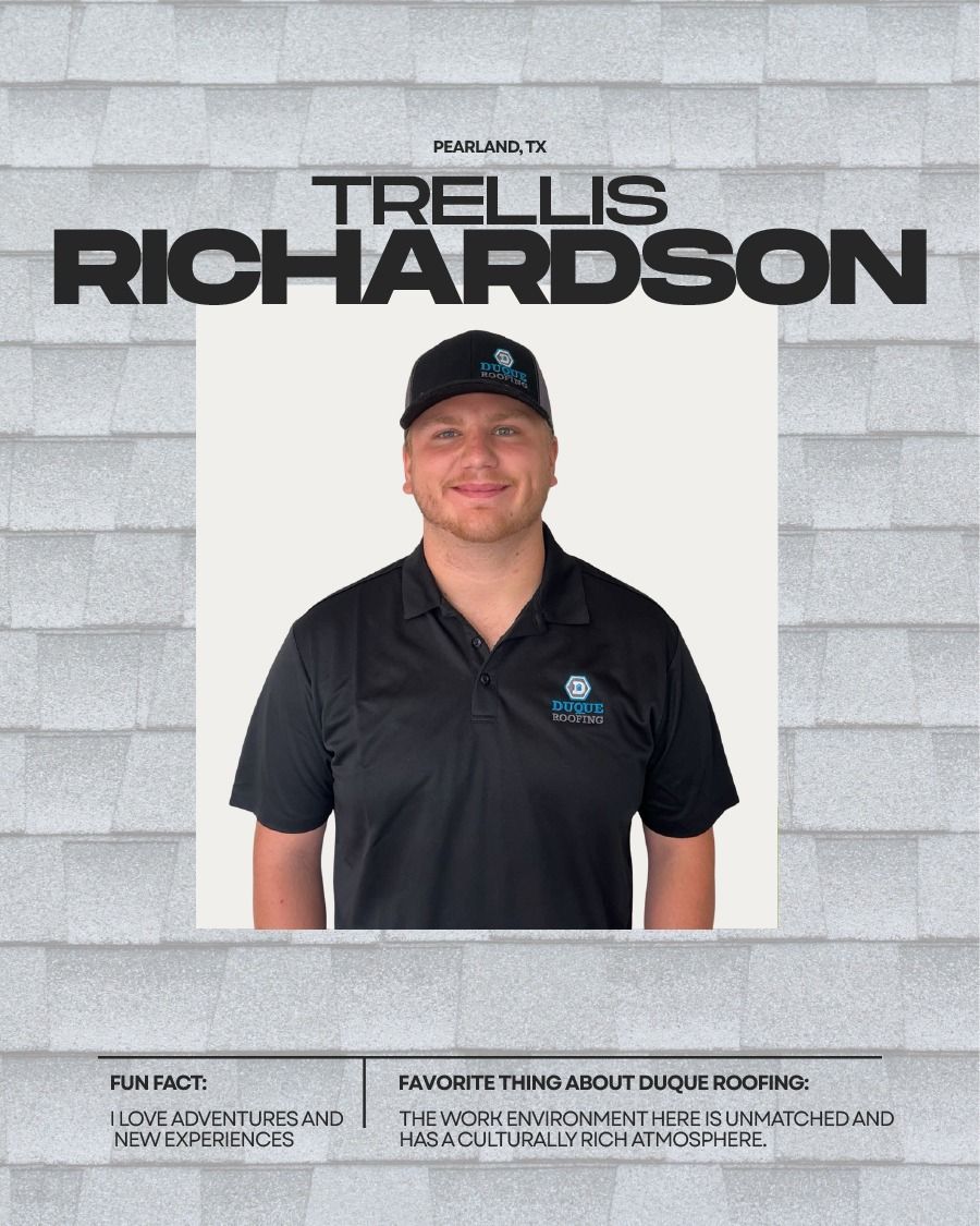 Trellis Richardson, wearing a black shirt and hat, stands in front of a neutral backdrop. Text highlights his name and facts.