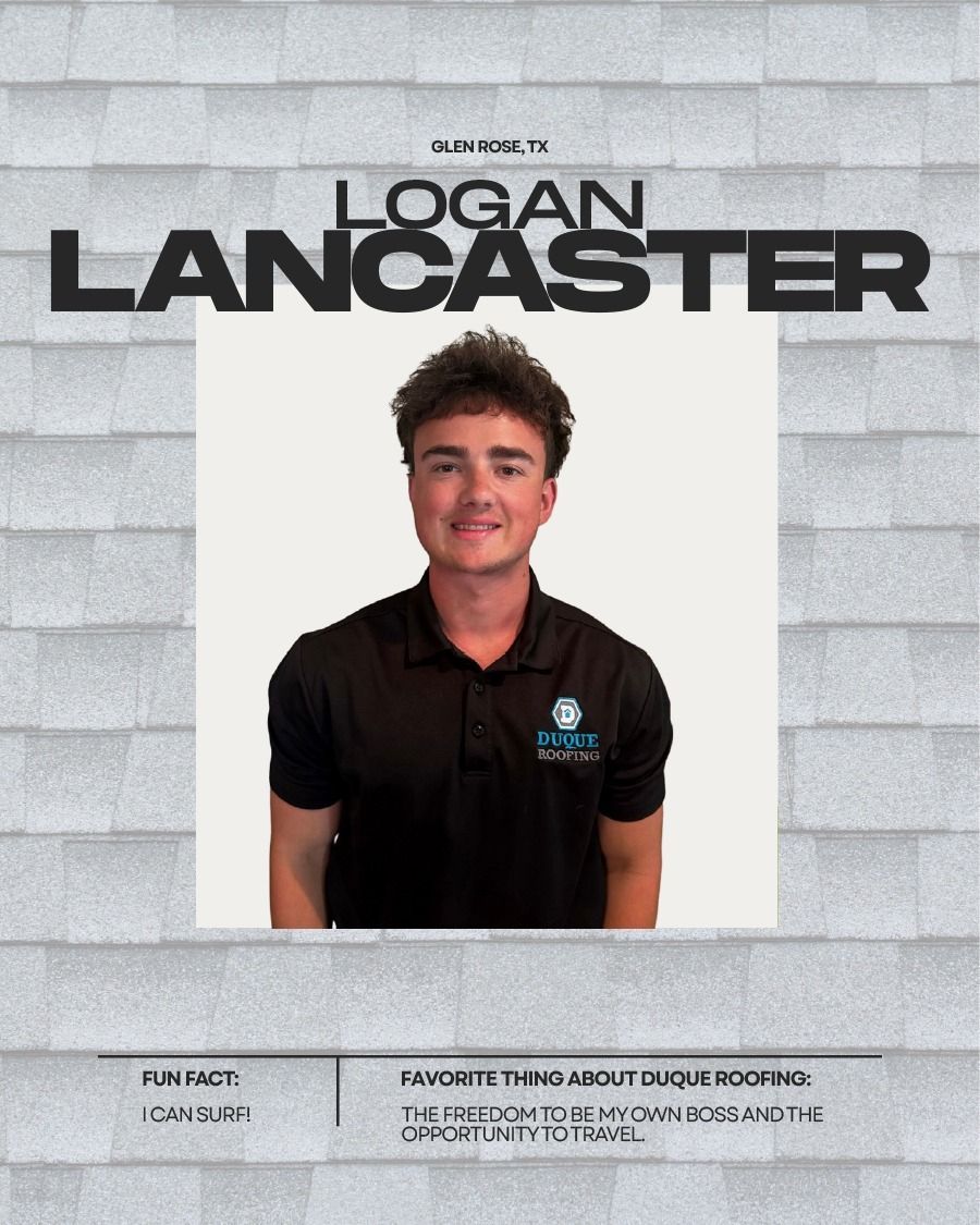 Logan Lancaster posing, headshot, black shirt with logo, above text 