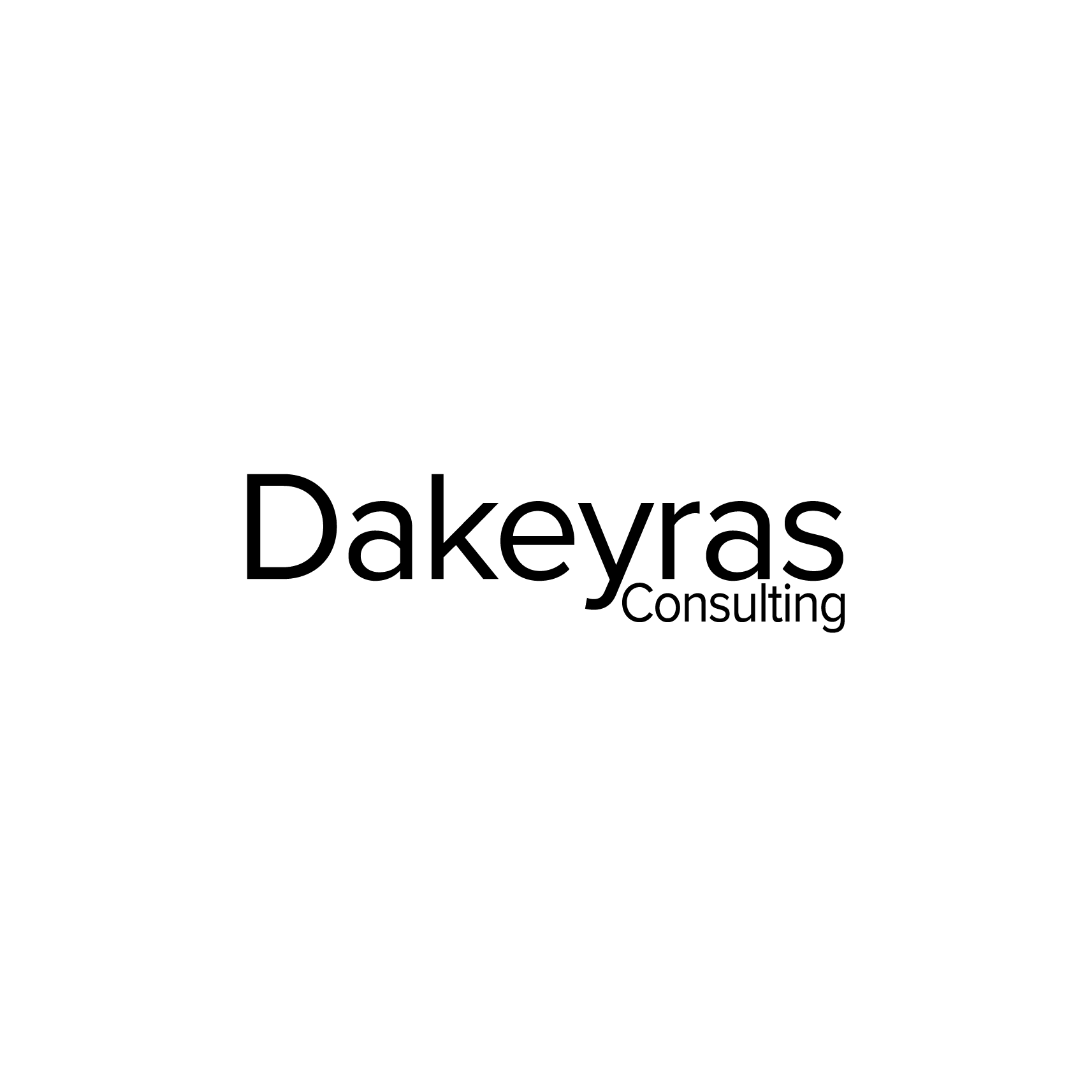 A black and white logo for a company called dakeyras consulting.