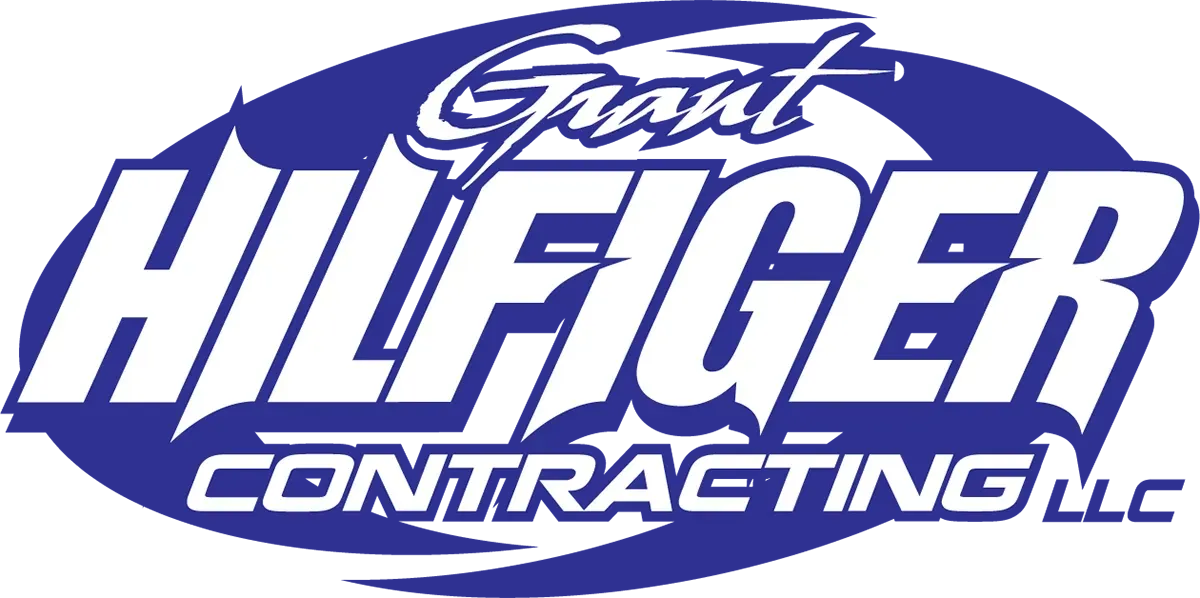 Logo for Grant Hilfiger Contracting LLC. Blue oval with white text.