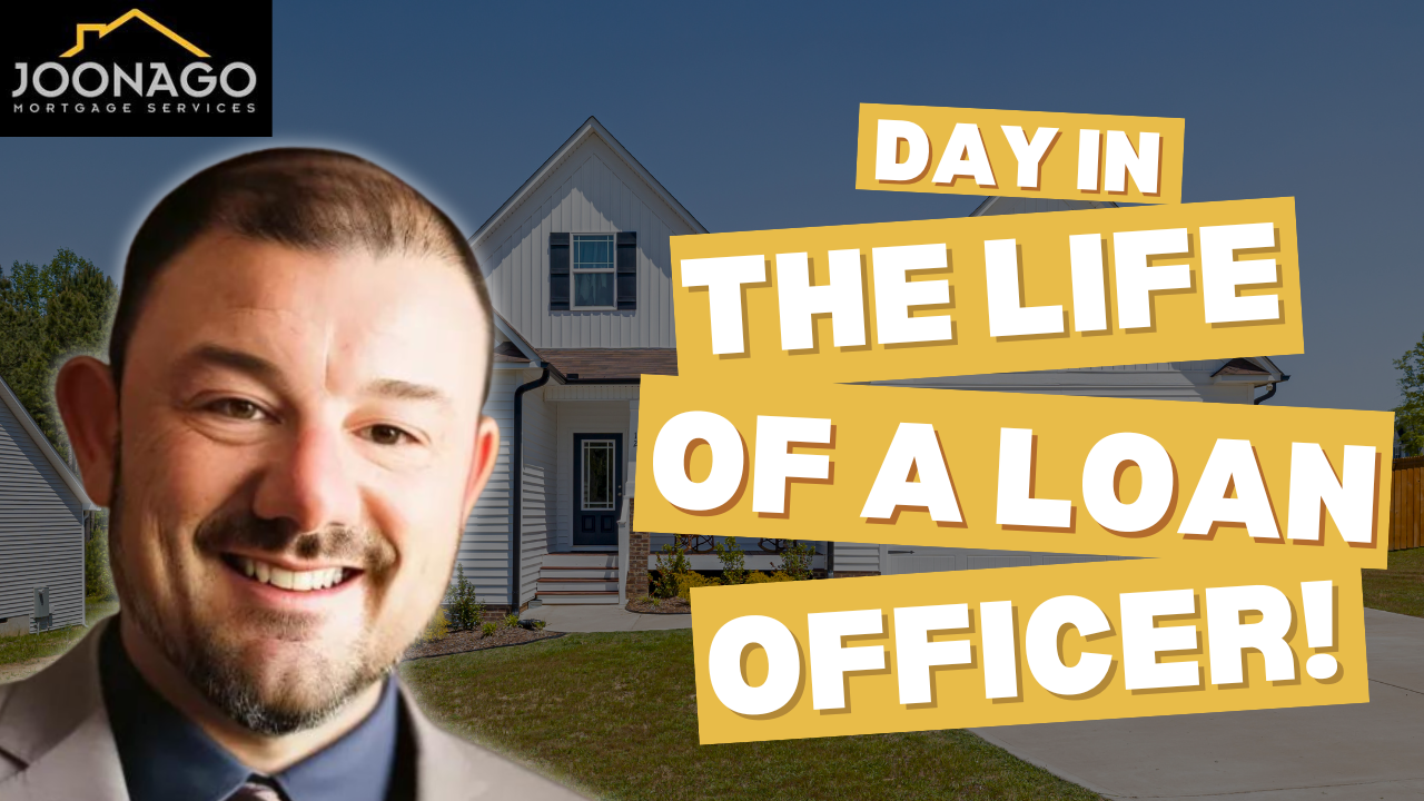 joe huljak is smiling in front of a house with the words day in the life of a loan officer