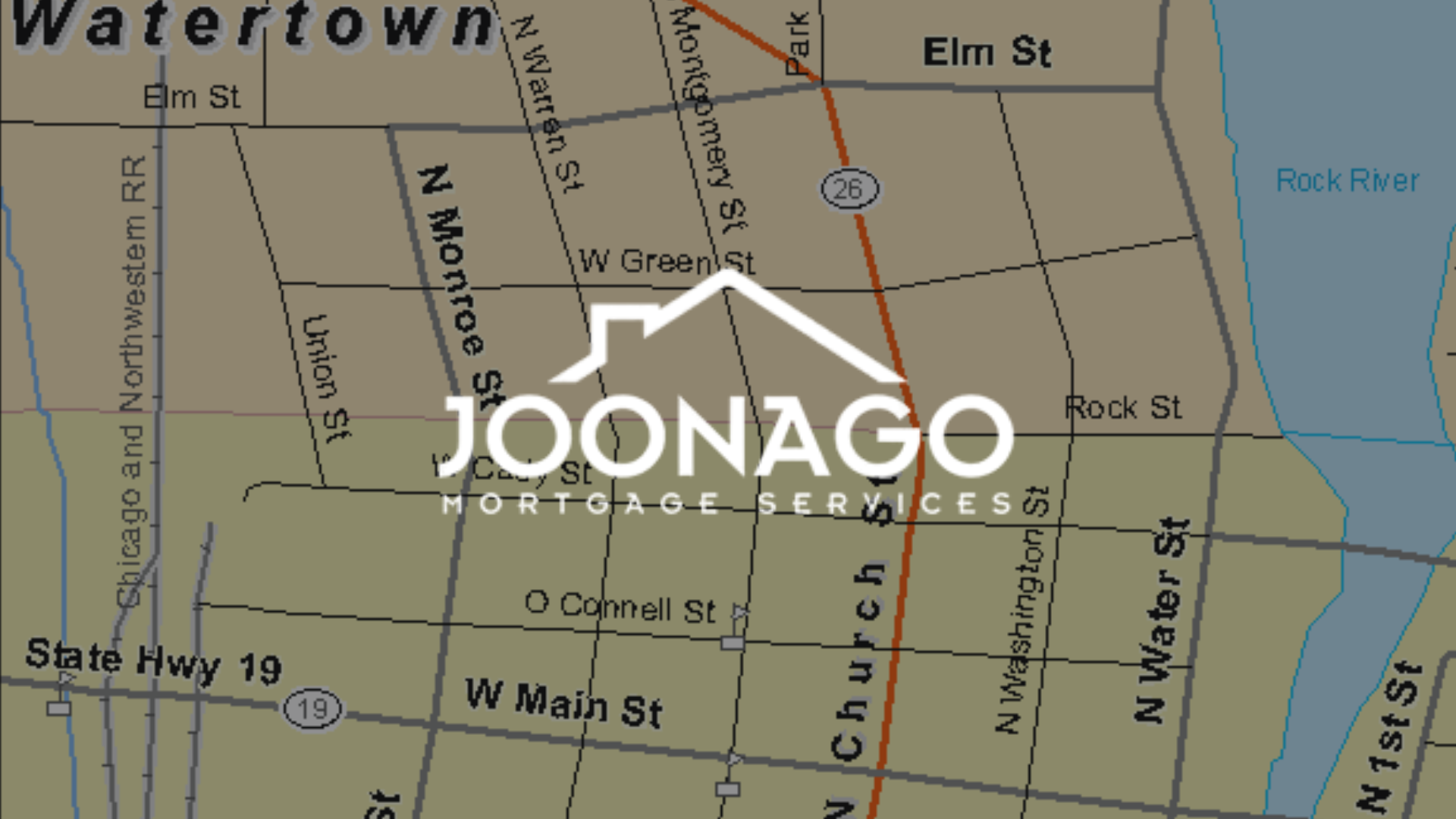 A map of watertown has the name joonago on it