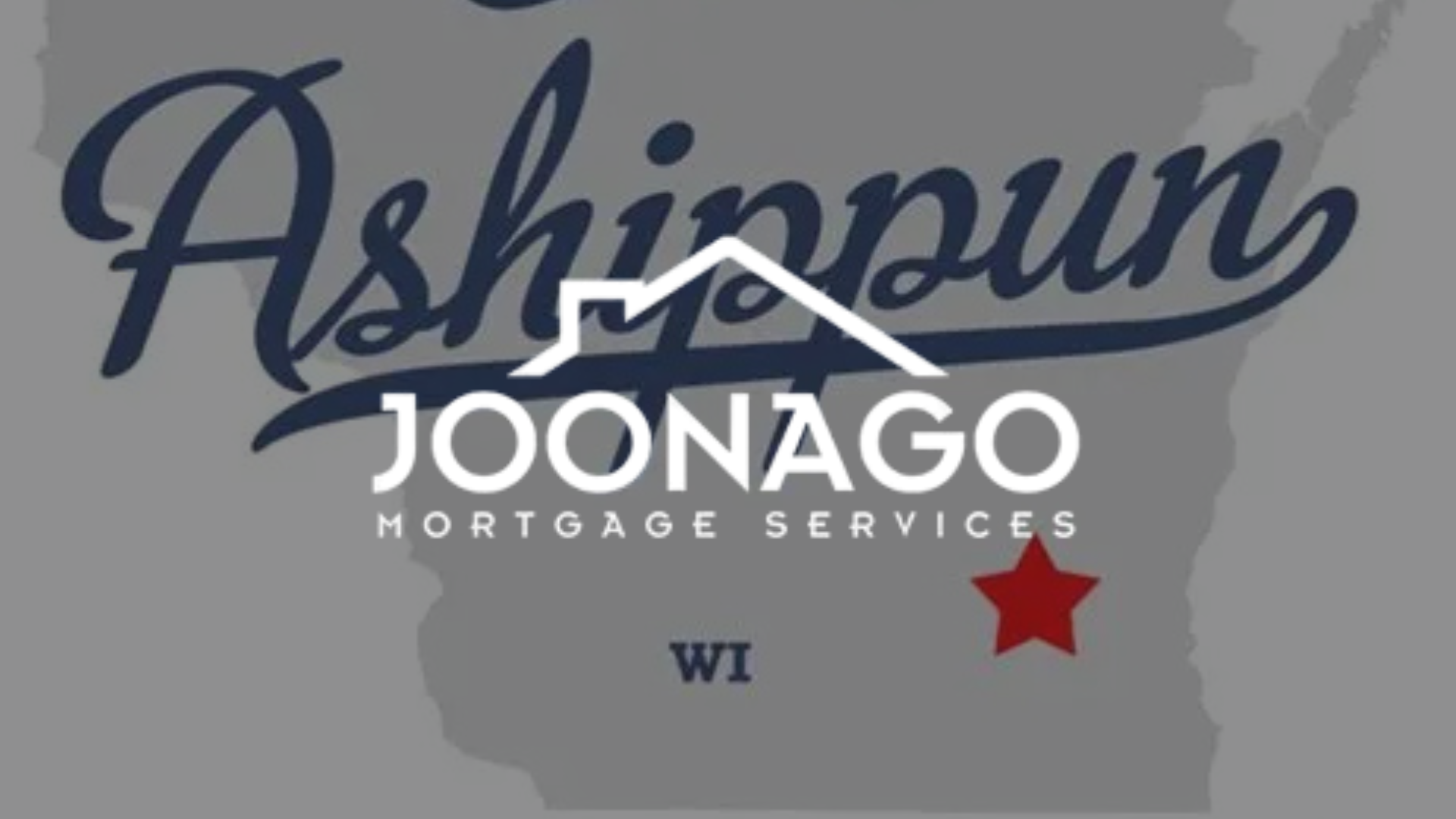 Ashippun, WI, featured in a map, with Joonago Mortgage Services logo and a red star.